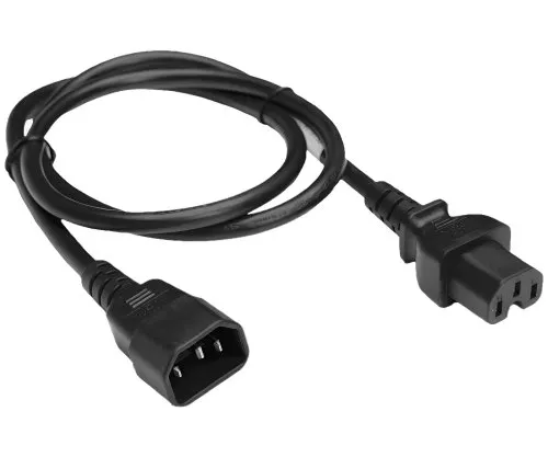 Warm device cable C14 to C15, 0,75mm², extension, VDE, black, length 1,00m